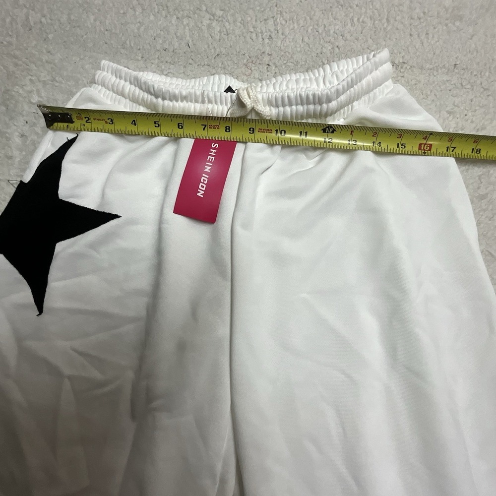 SHEIN Icon Women's Sweatpants Size L White with Black Stars NWT Baggy Athletic - Picture 5 of 9